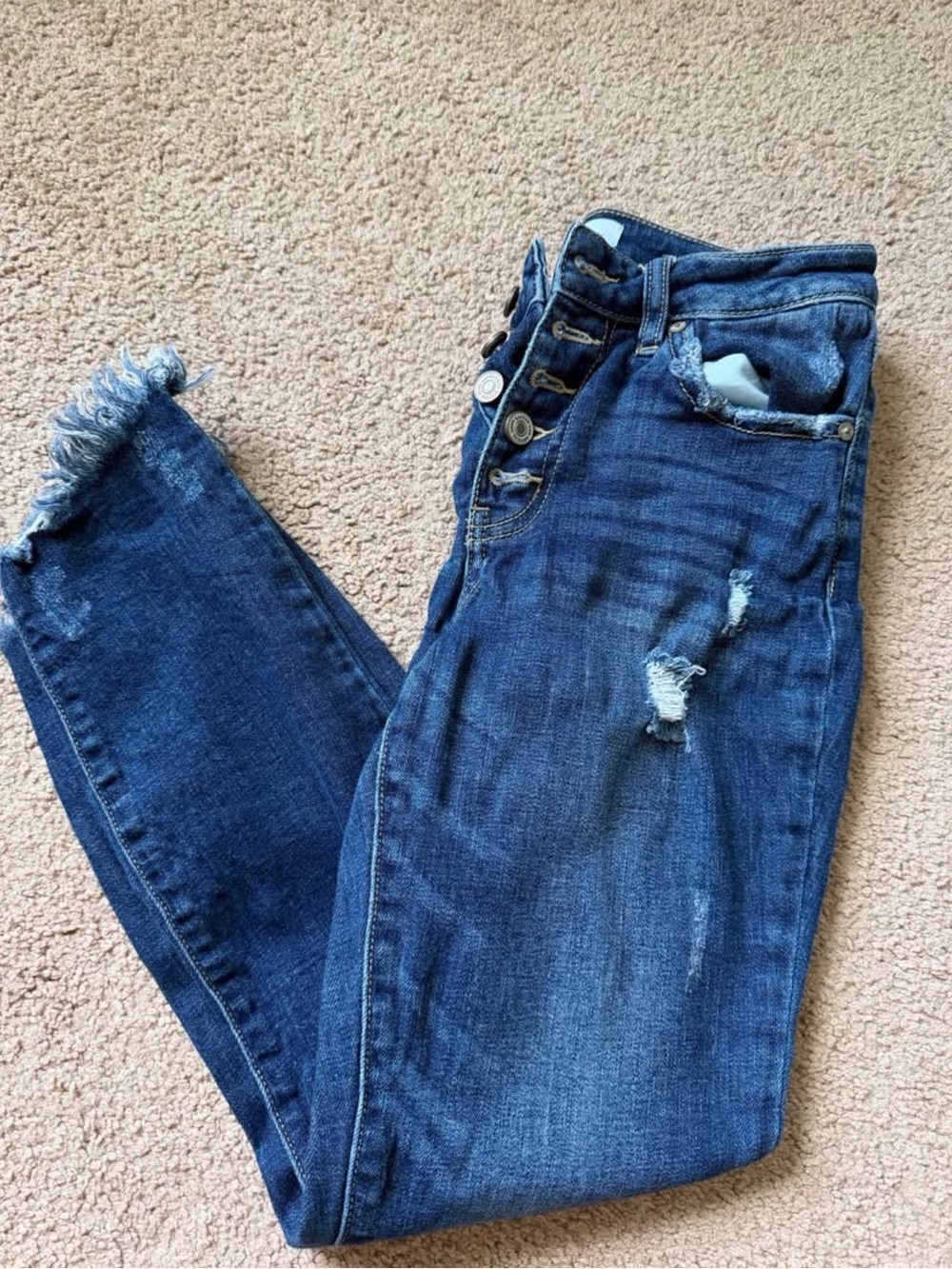 KanCan Dark Blue Distressed High-Rise Skinny Jeans